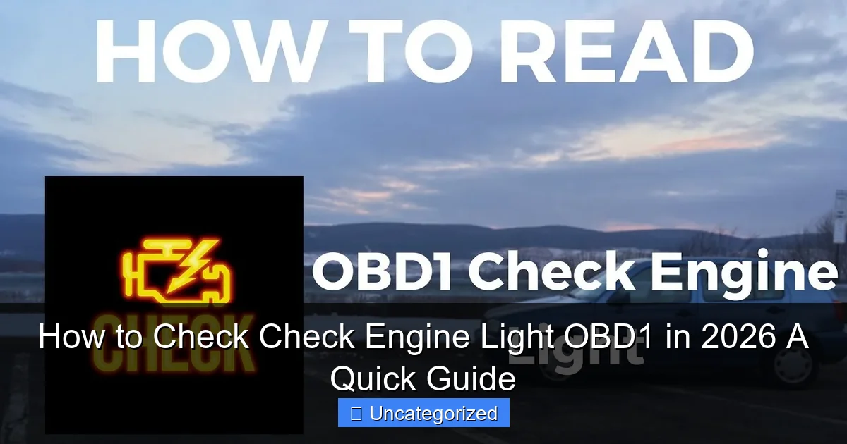 How to Check Check Engine Light OBD1 in 2026 A Quick Guide