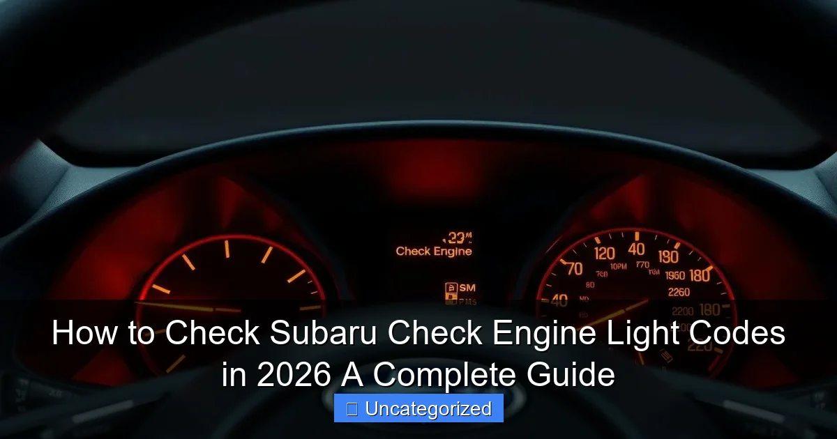 How to Check Subaru Check Engine Light Codes in 2026 A Complete Guide