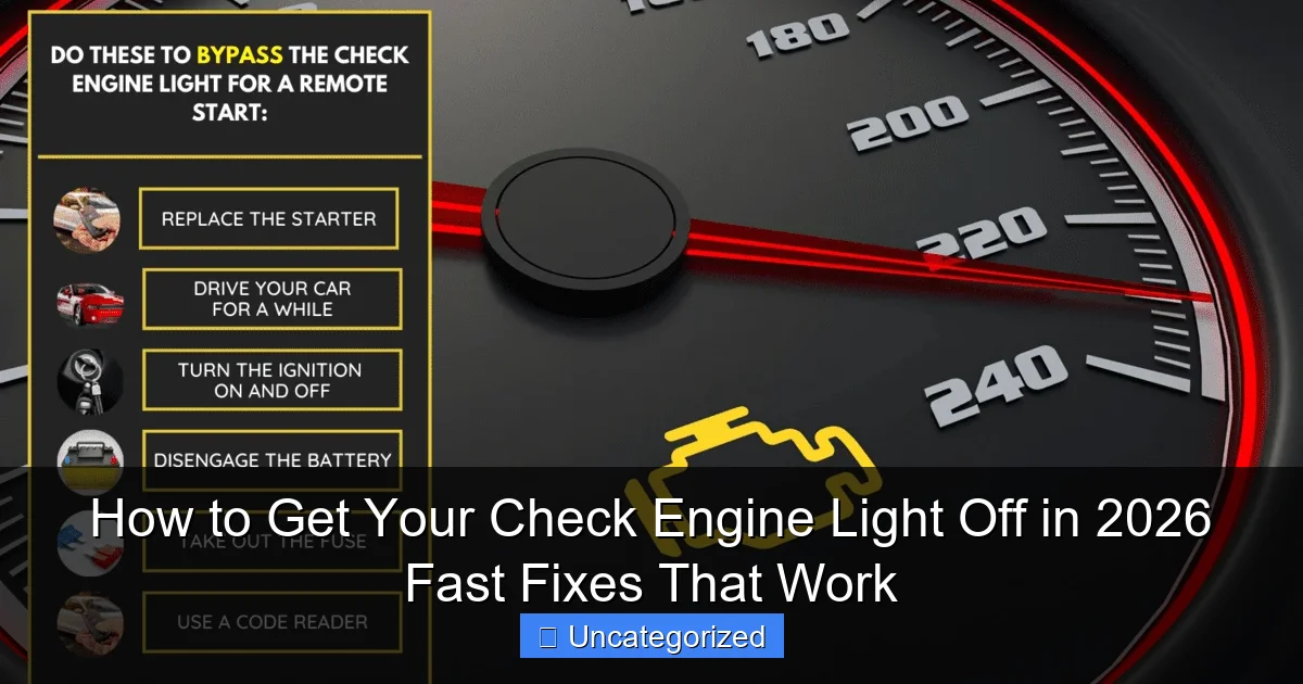 How to Get Your Check Engine Light Off in 2026 Fast Fixes That Work