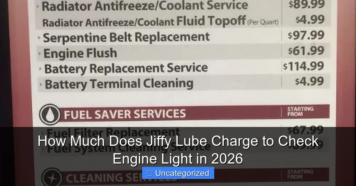 How Much Does Jiffy Lube Charge to Check Engine Light in 2026