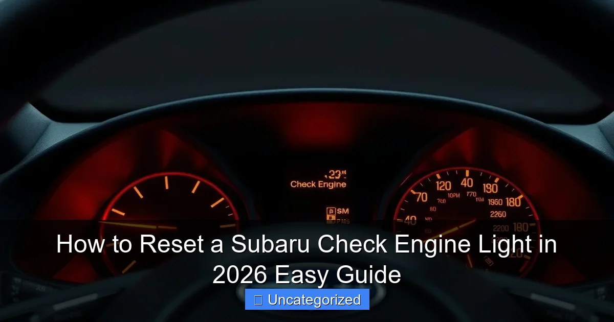 How to Reset a Subaru Check Engine Light in 2026 Easy Guide