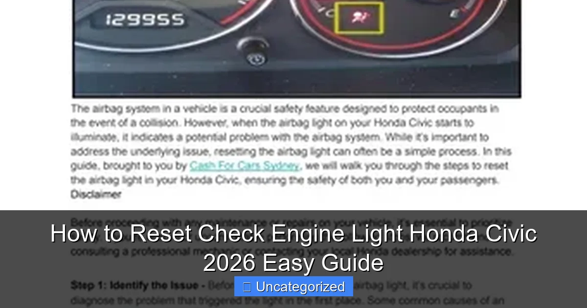 How to Reset Check Engine Light Honda Civic 2026 Easy Guide
