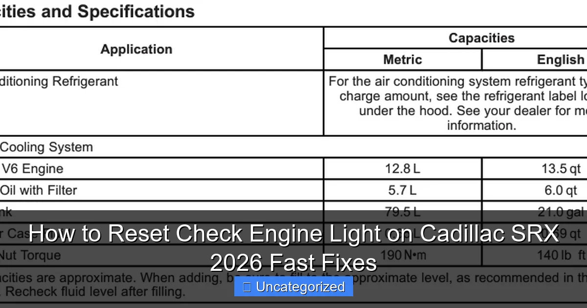 How to Reset Check Engine Light on Cadillac SRX 2026 Fast Fixes