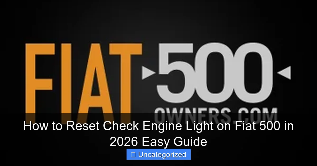 How to Reset Check Engine Light on Fiat 500 in 2026 Easy Guide