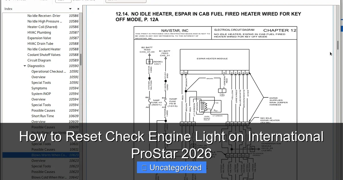 How to Reset Check Engine Light on International ProStar 2026