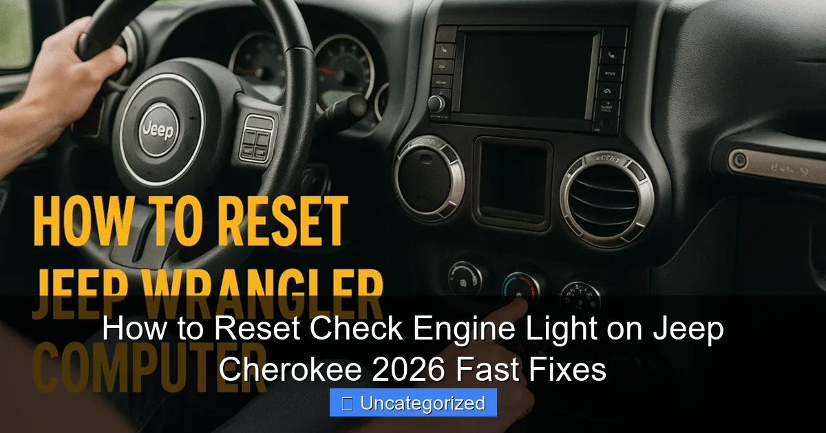 How to Reset Check Engine Light on Jeep Cherokee 2026 Fast Fixes