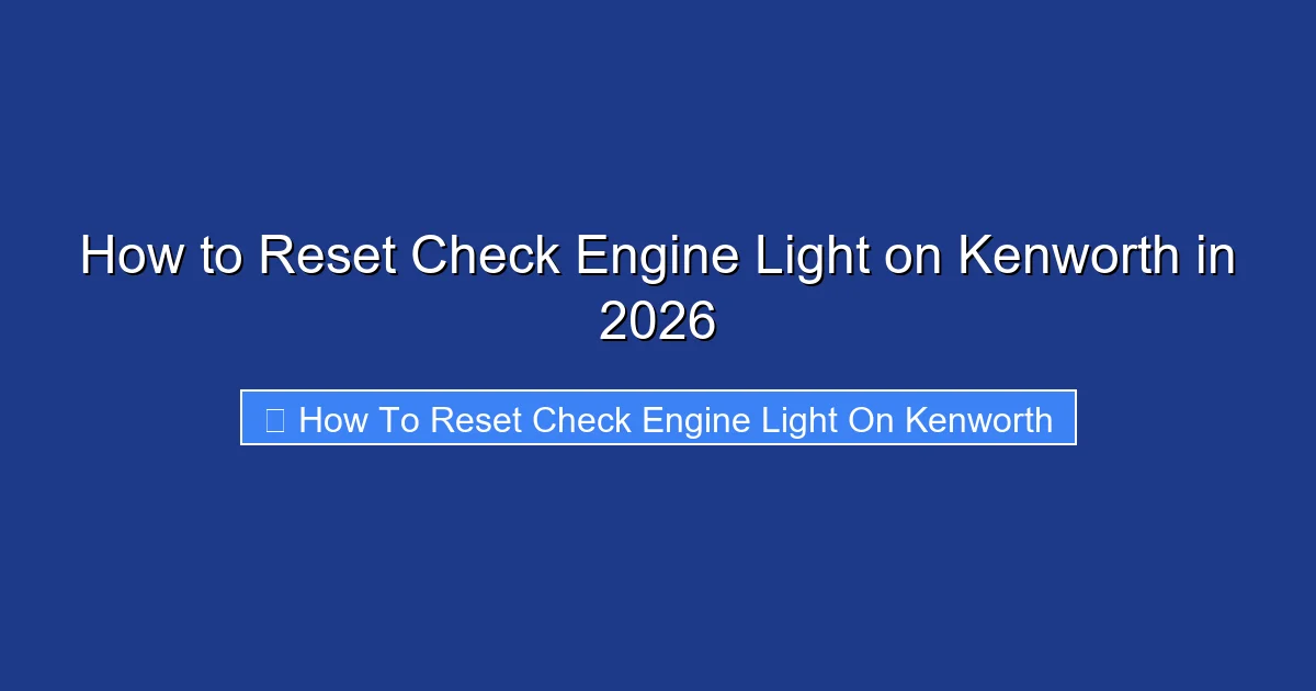 How to Reset Check Engine Light on Kenworth in 2026