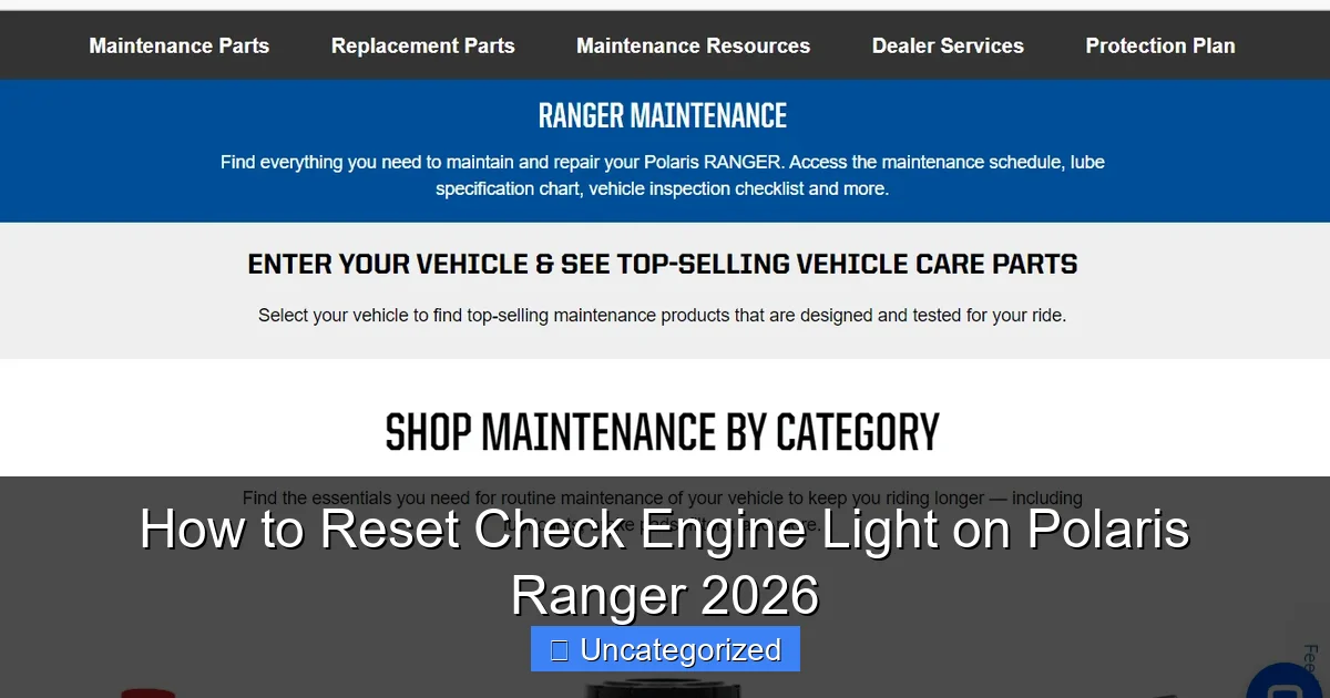 How to Reset Check Engine Light on Polaris Ranger 2026