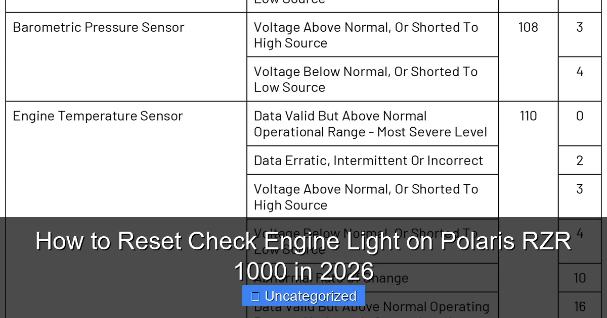 How to Reset Check Engine Light on Polaris RZR 1000 in 2026