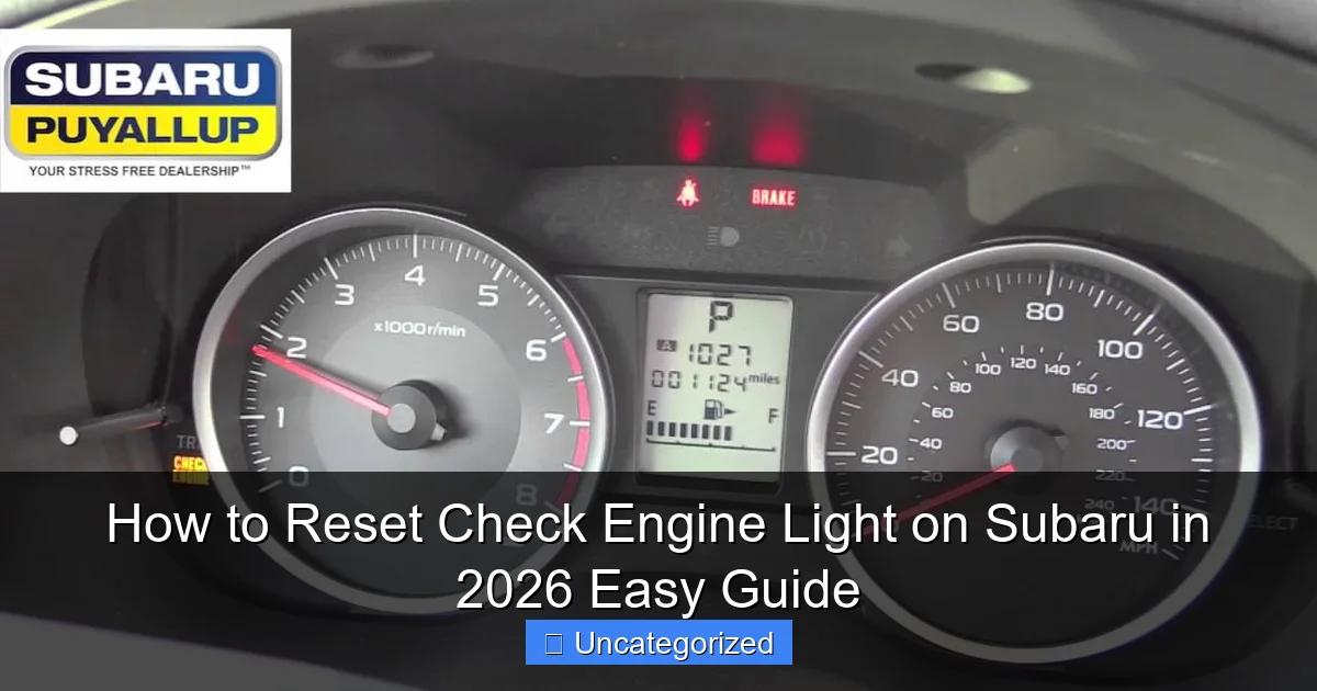 How to Reset Check Engine Light on Subaru in 2026 Easy Guide