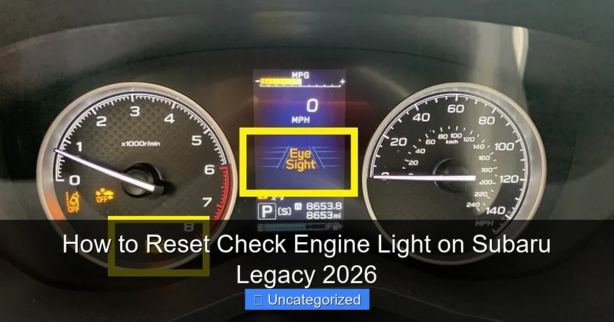 How to Reset Check Engine Light on Subaru Legacy 2026