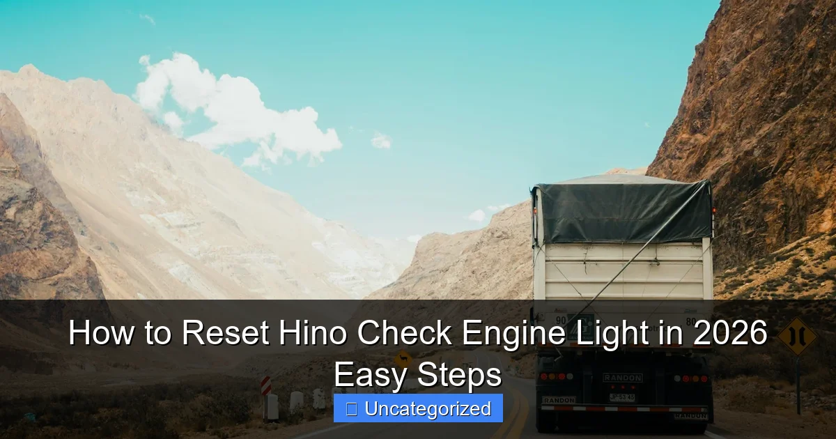 How to Reset Hino Check Engine Light in 2026 Easy Steps