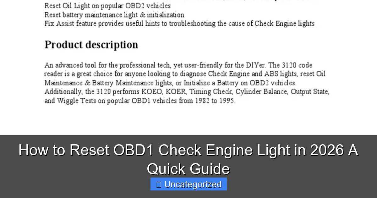 How to Reset OBD1 Check Engine Light in 2026 A Quick Guide