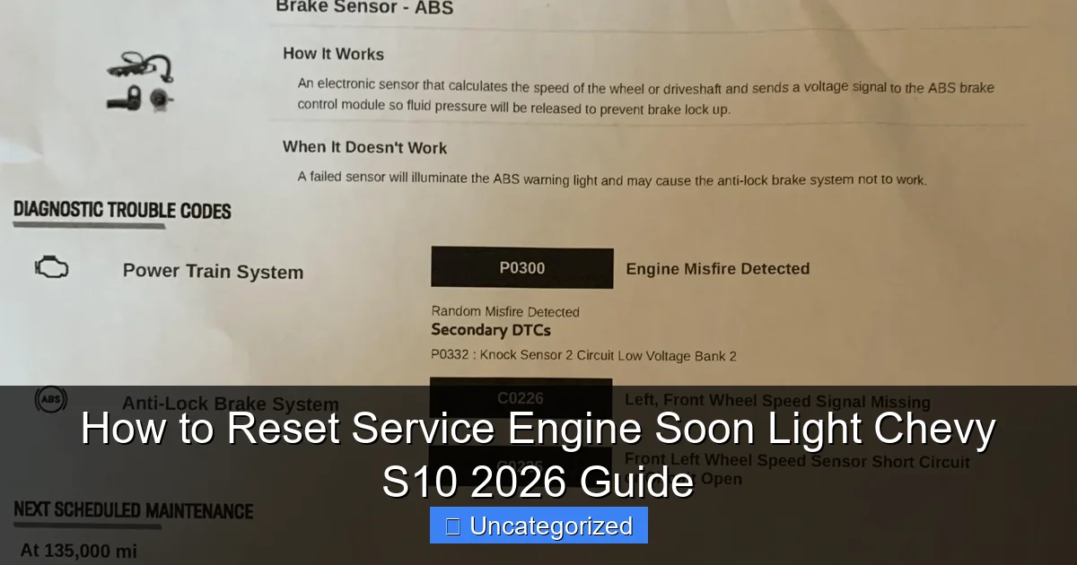 How to Reset Service Engine Soon Light Chevy S10 2026 Guide