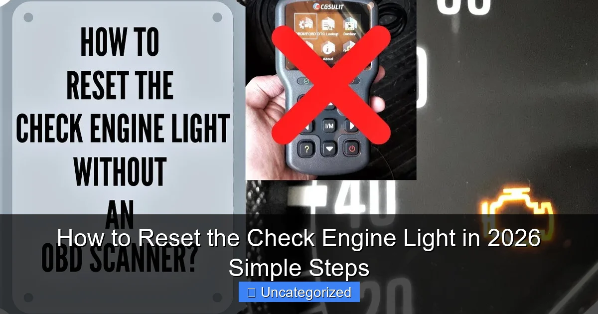 How to Reset the Check Engine Light in 2026 Simple Steps