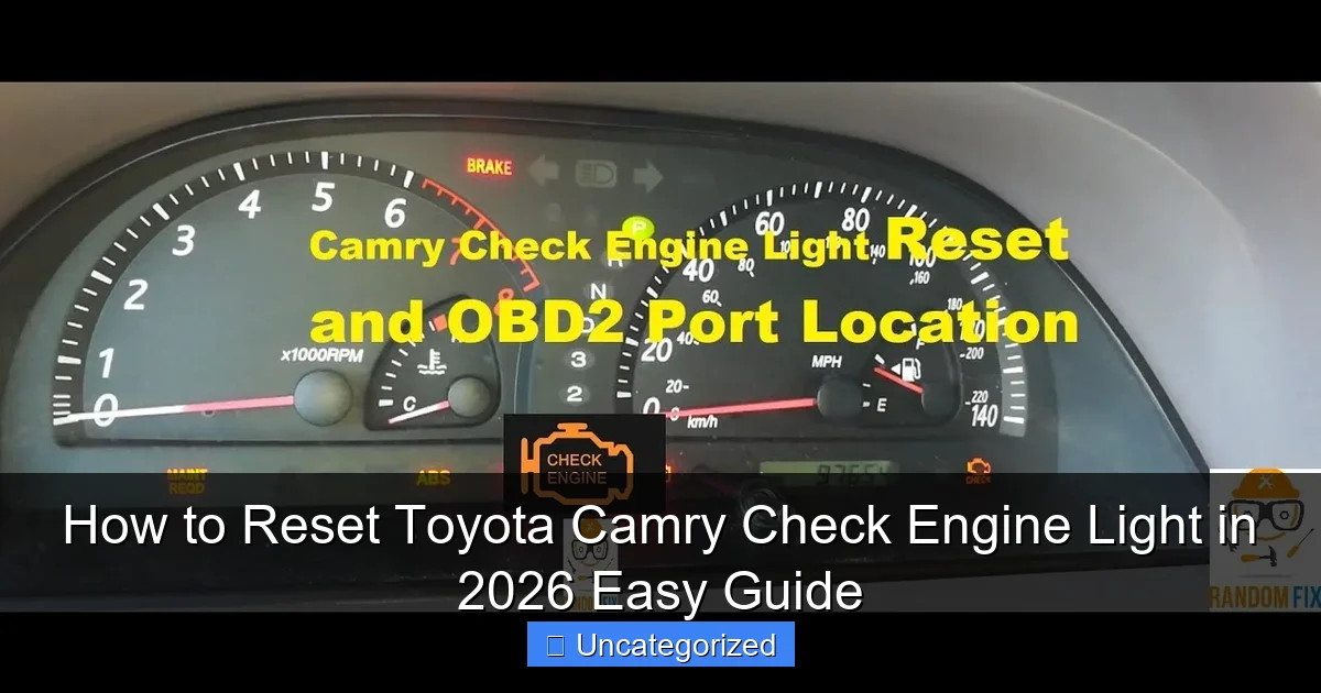 How to Reset Toyota Camry Check Engine Light in 2026 Easy Guide