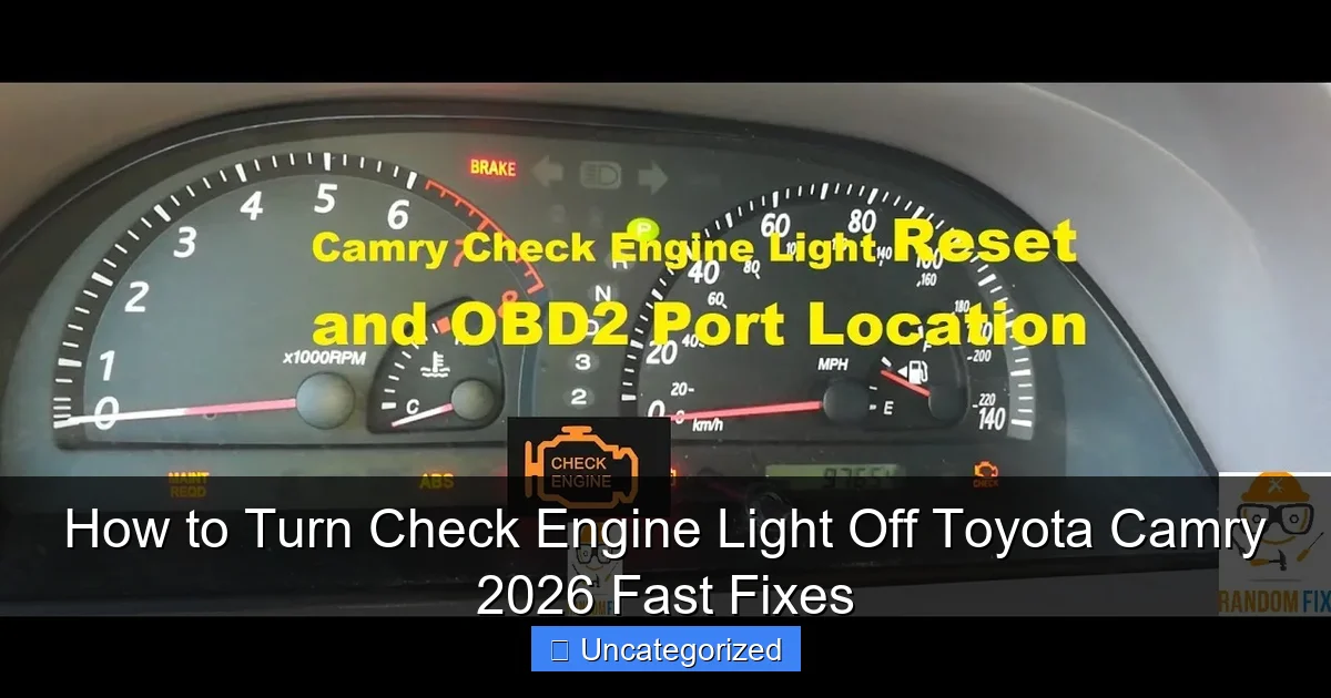 How to Turn Check Engine Light Off Toyota Camry 2026 Fast Fixes