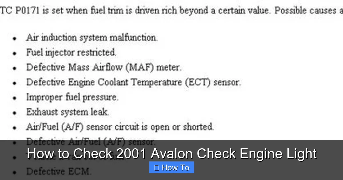 How to Check 2001 Avalon Check Engine Light