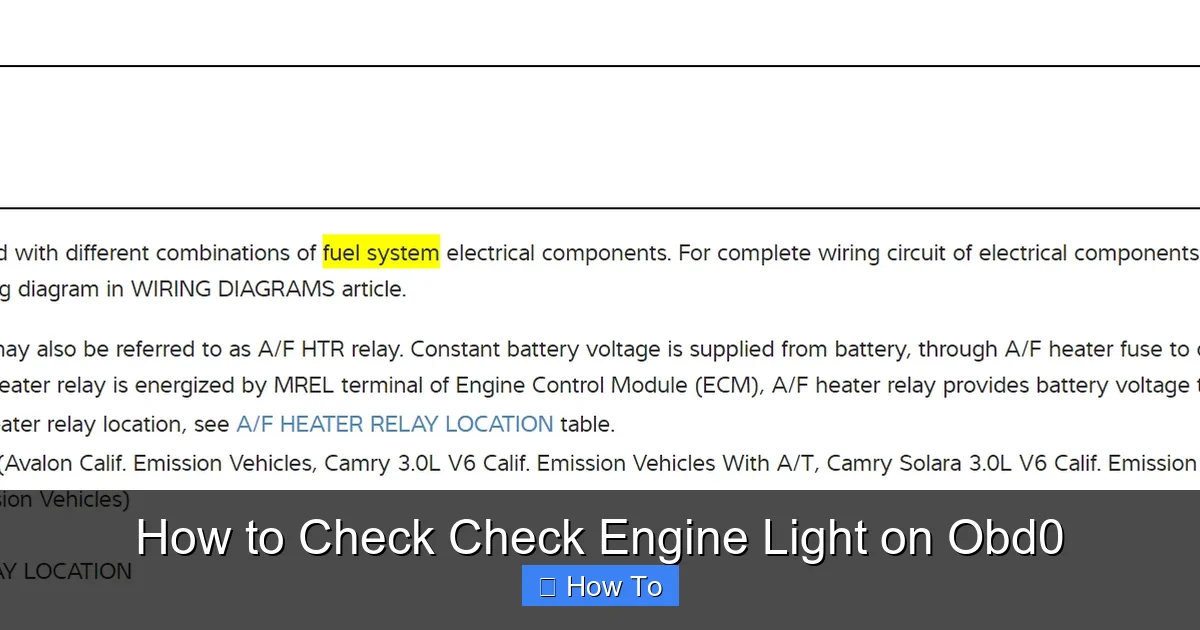How to Check Check Engine Light on Obd0