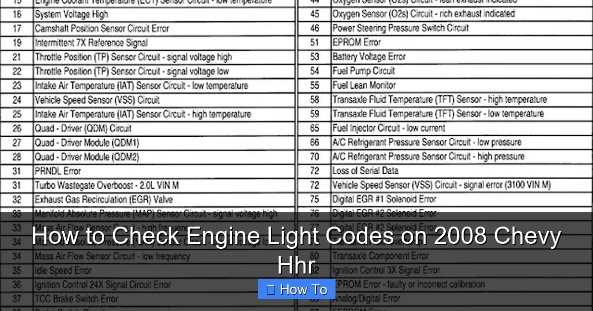 How to Check Engine Light Codes on 2008 Chevy Hhr