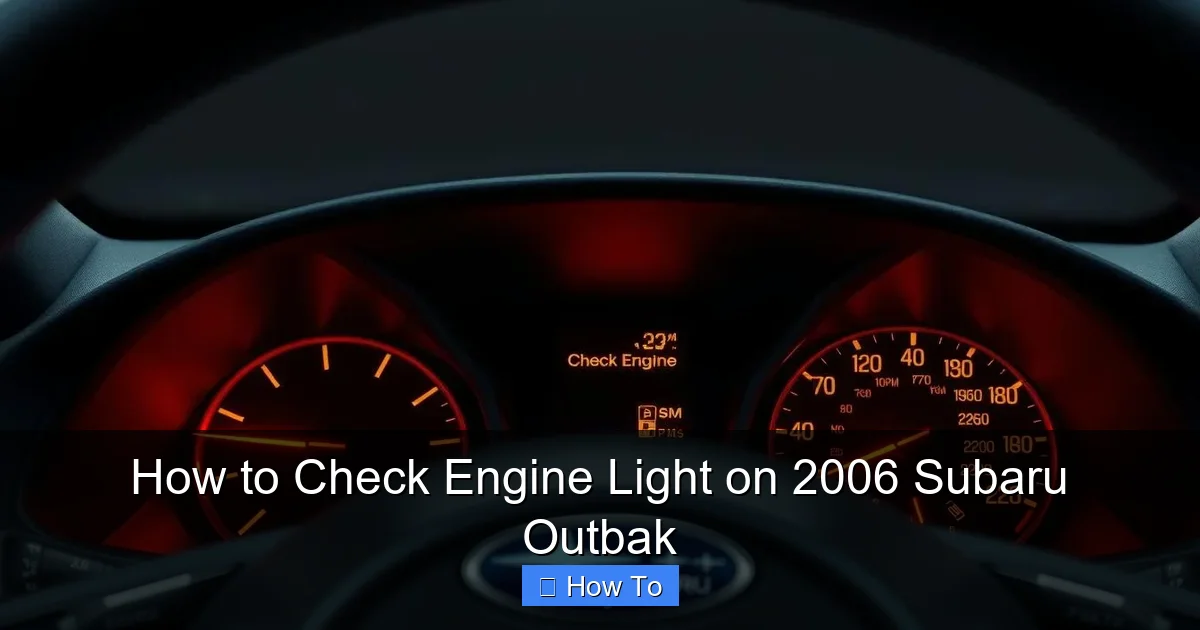 How to Check Engine Light on 2006 Subaru Outbak