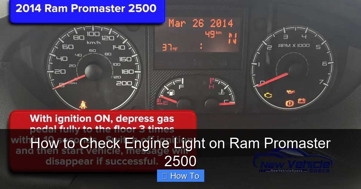How to Check Engine Light on Ram Promaster 2500
