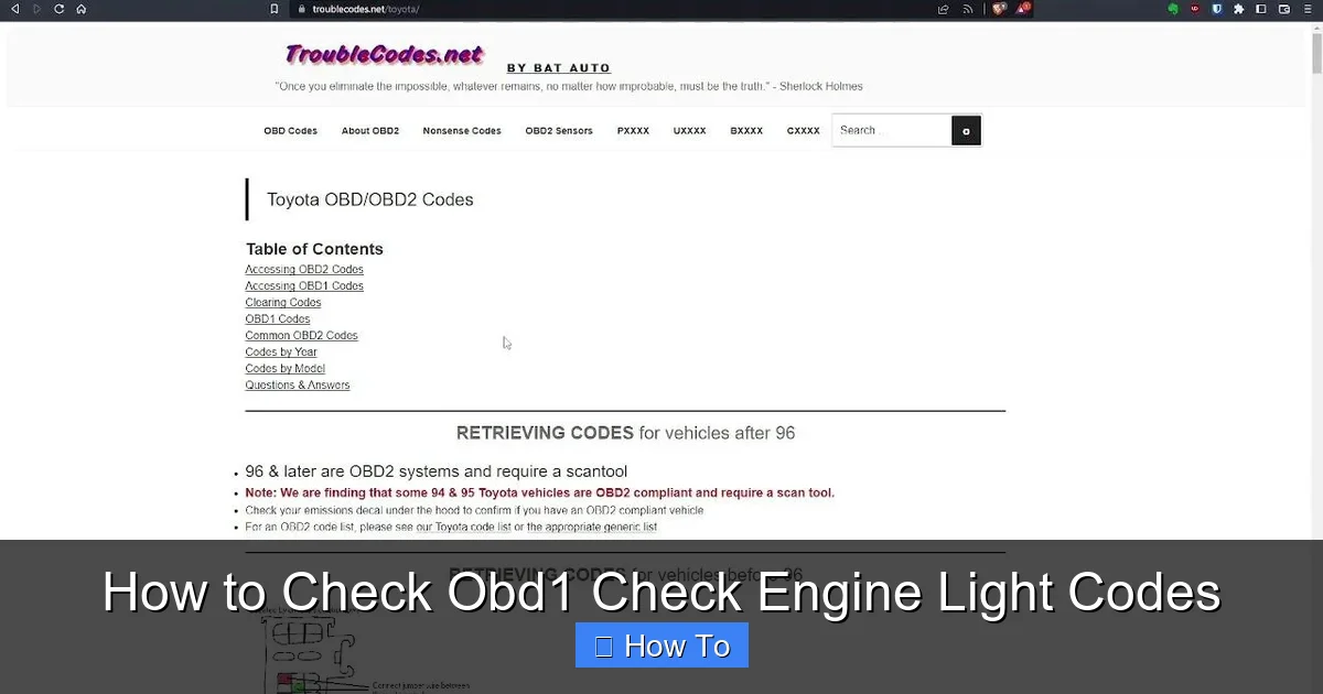 How to Check Obd1 Check Engine Light Codes
