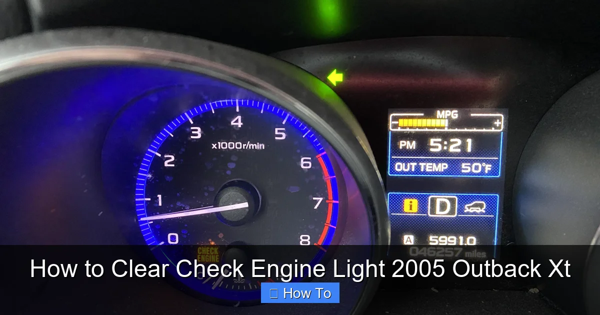 How to Clear Check Engine Light 2005 Outback Xt