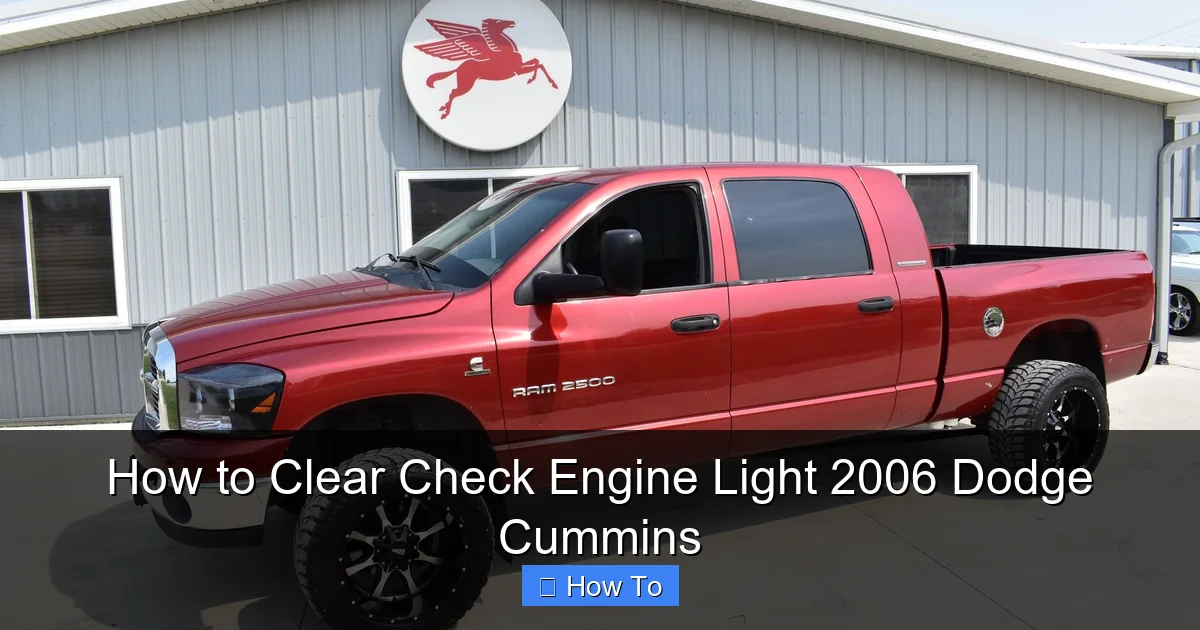 How to Clear Check Engine Light 2006 Dodge Cummins