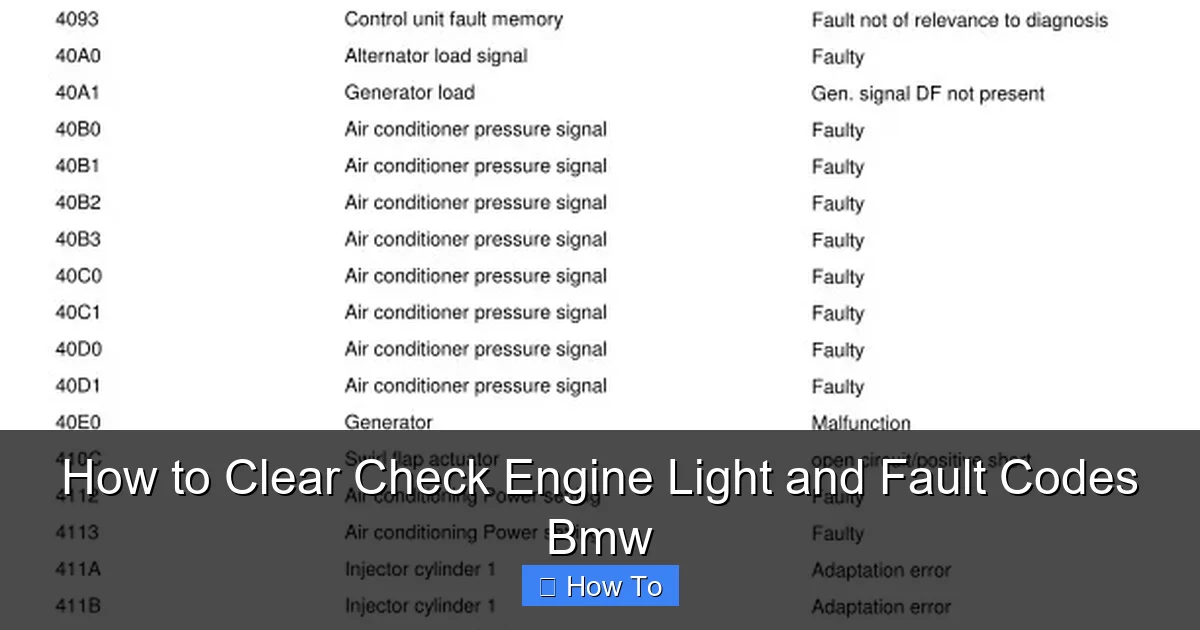 How to Clear Check Engine Light and Fault Codes Bmw