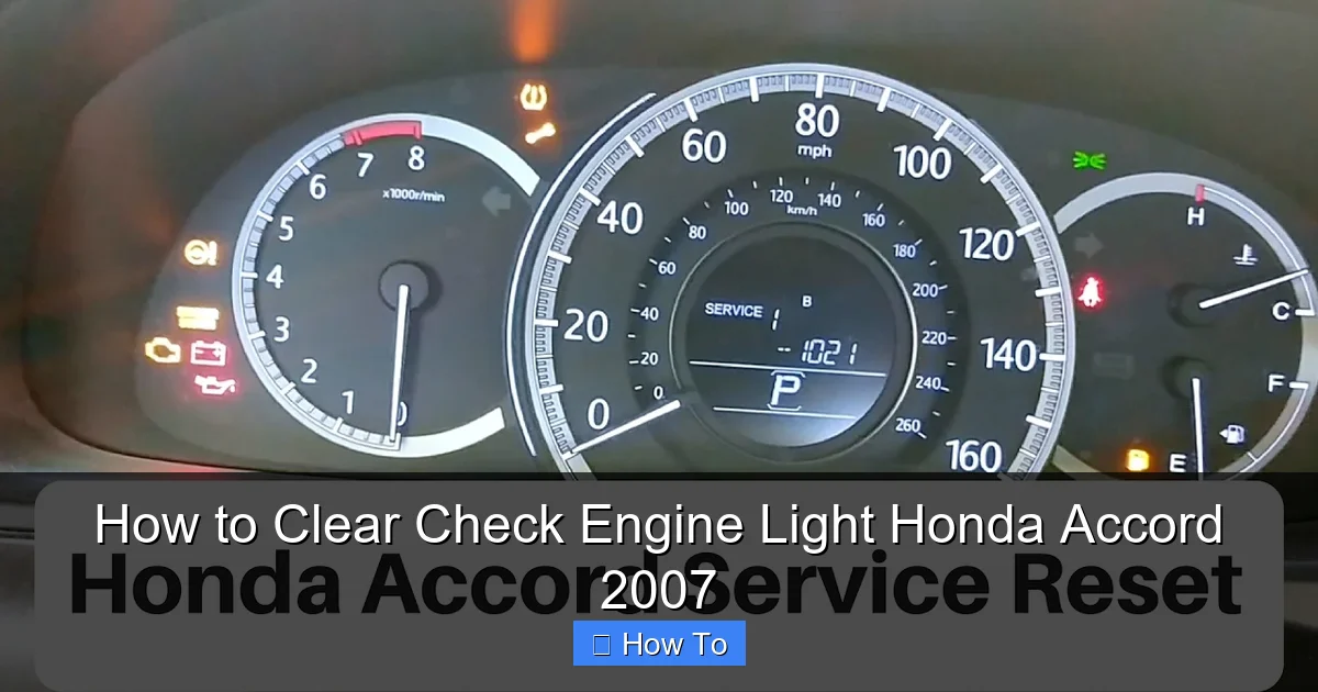How to Clear Check Engine Light Honda Accord 2007