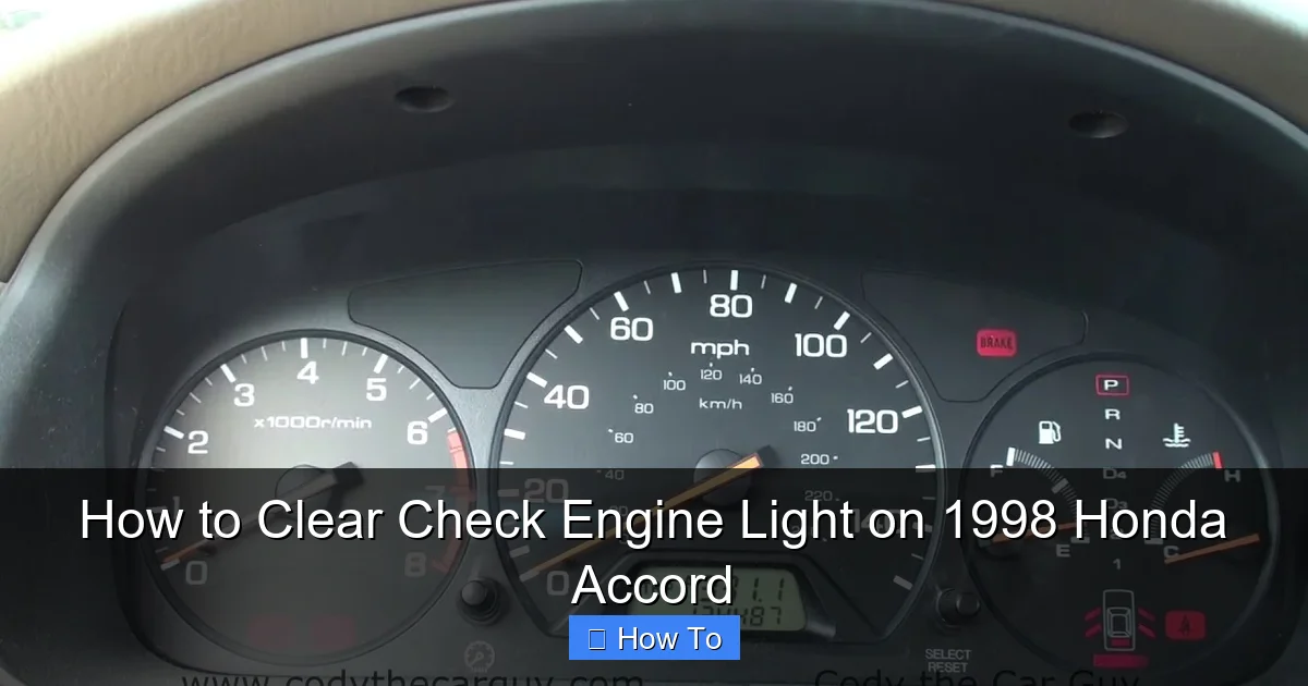 How to Clear Check Engine Light on 1998 Honda Accord
