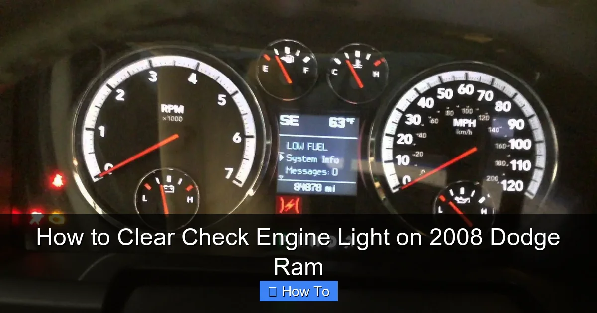 How to Clear Check Engine Light on 2008 Dodge Ram