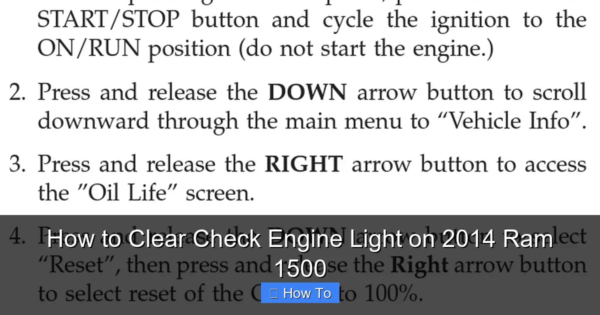 How to Clear Check Engine Light on 2014 Ram 1500