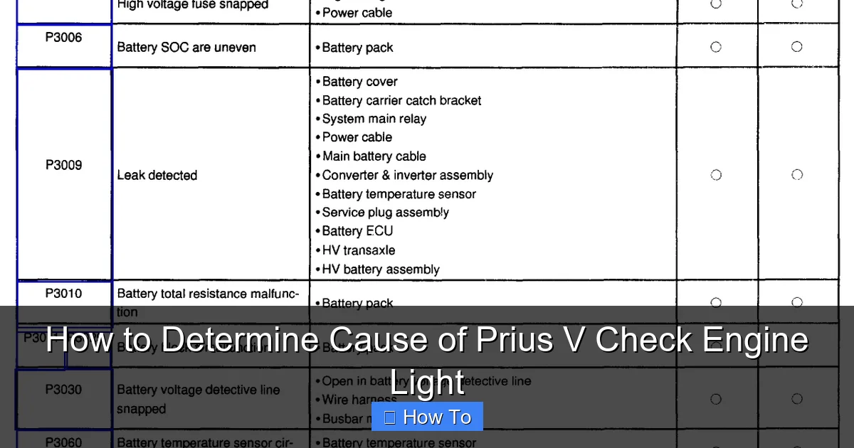 How to Determine Cause of Prius V Check Engine Light
