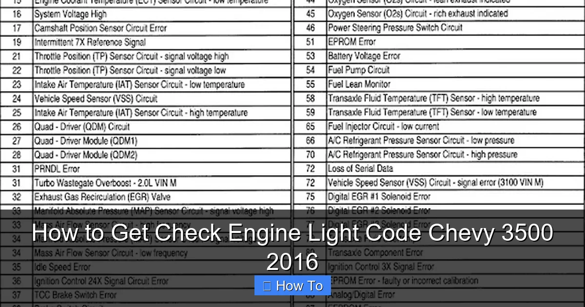 How to Get Check Engine Light Code Chevy 3500 2016