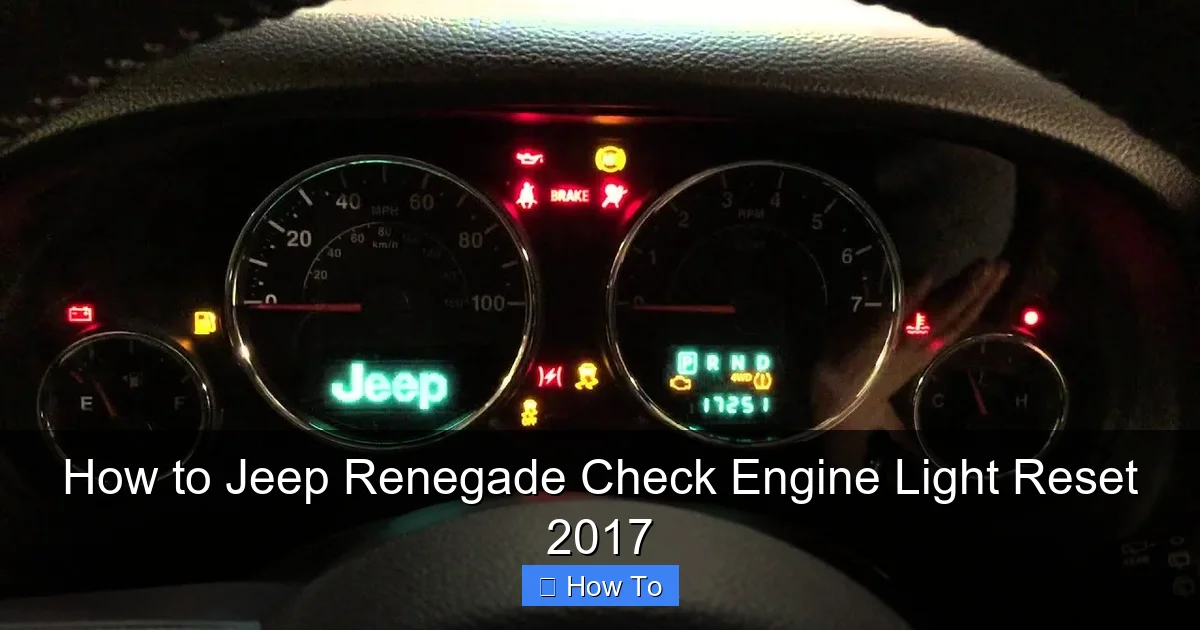 How to Jeep Renegade Check Engine Light Reset 2017