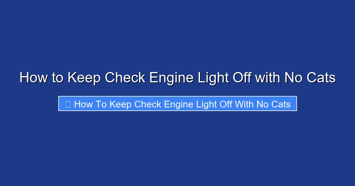 How to Keep Check Engine Light Off with No Cats