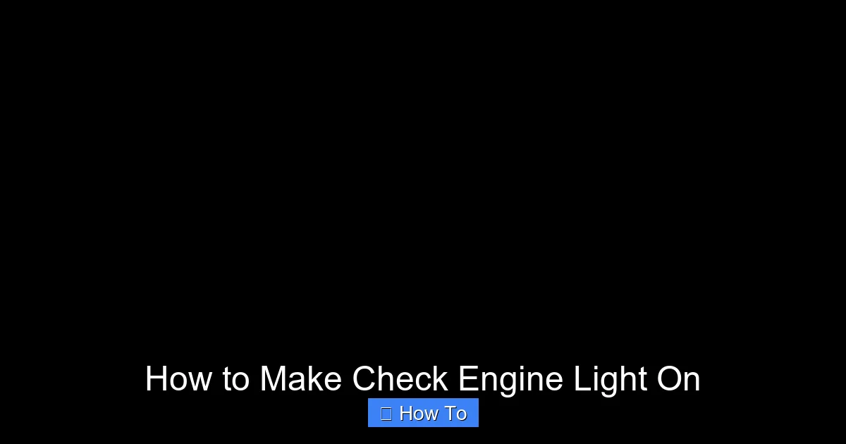 How to Make Check Engine Light On