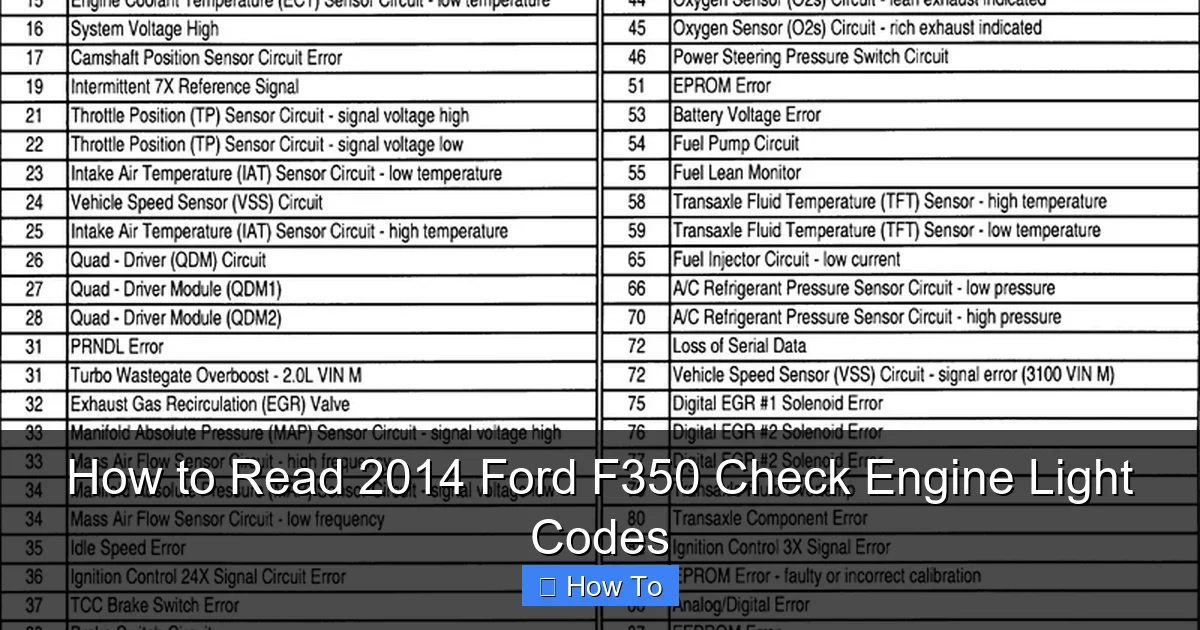 How to Read 2014 Ford F350 Check Engine Light Codes