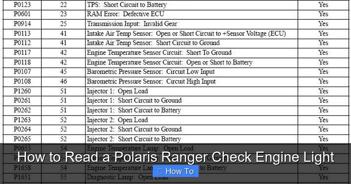 How to Read a Polaris Ranger Check Engine Light