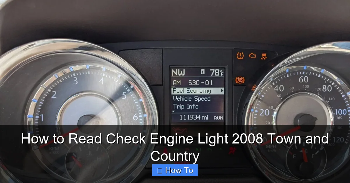 How to Read Check Engine Light 2008 Town and Country