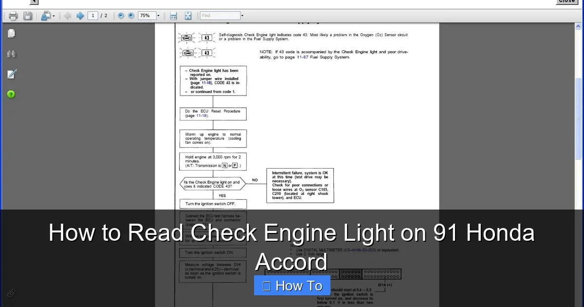 How to Read Check Engine Light on 91 Honda Accord