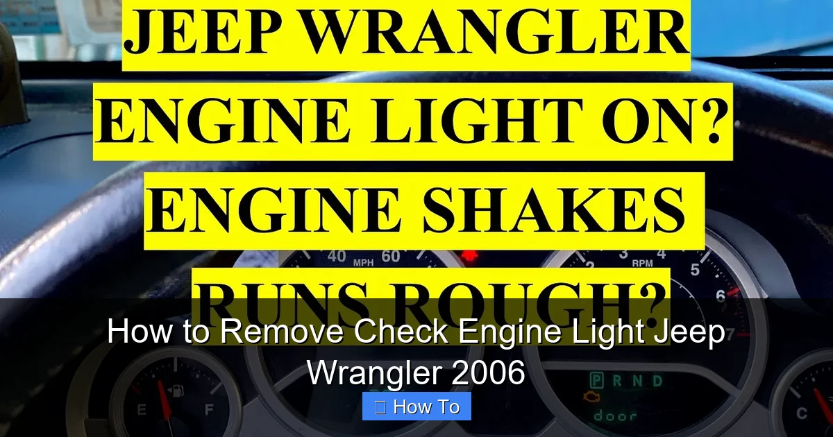 How to Remove Check Engine Light Jeep Wrangler 2006