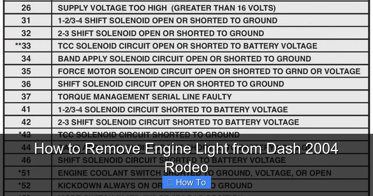 How to Remove Engine Light from Dash 2004 Rodeo