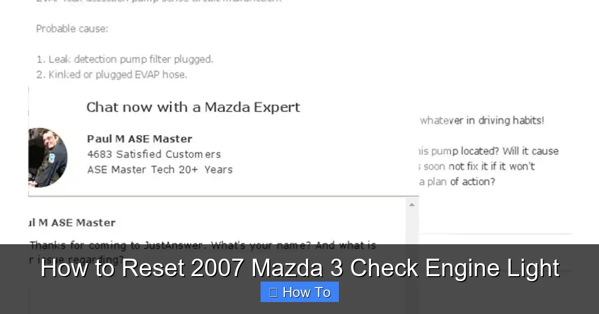 How to Reset 2007 Mazda 3 Check Engine Light