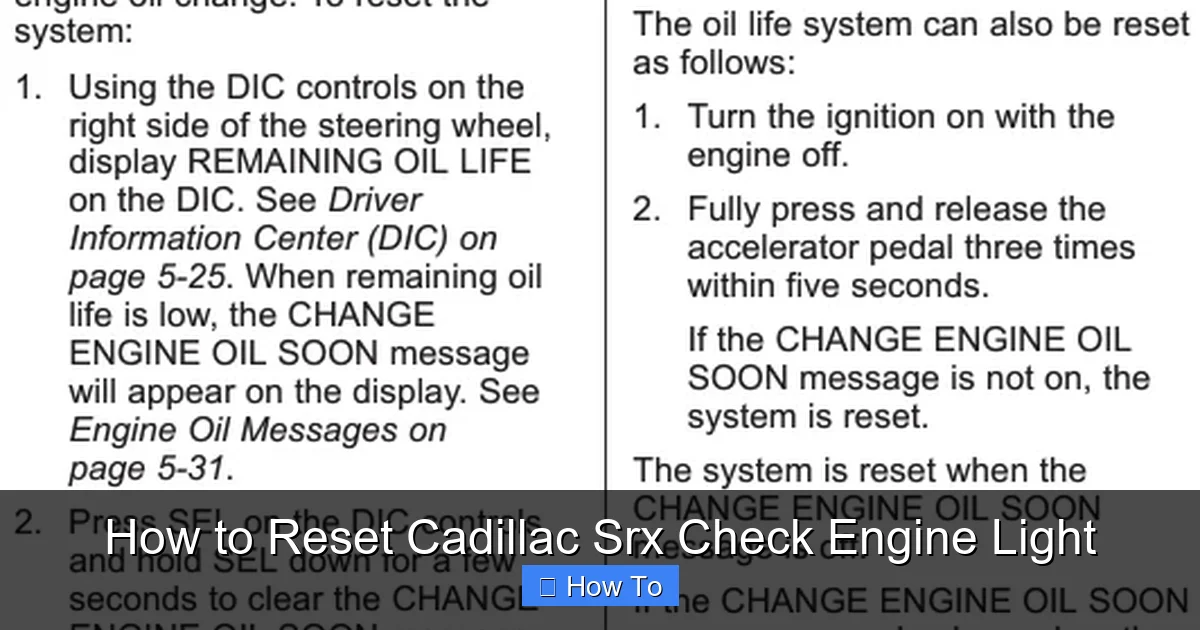 How to Reset Cadillac Srx Check Engine Light