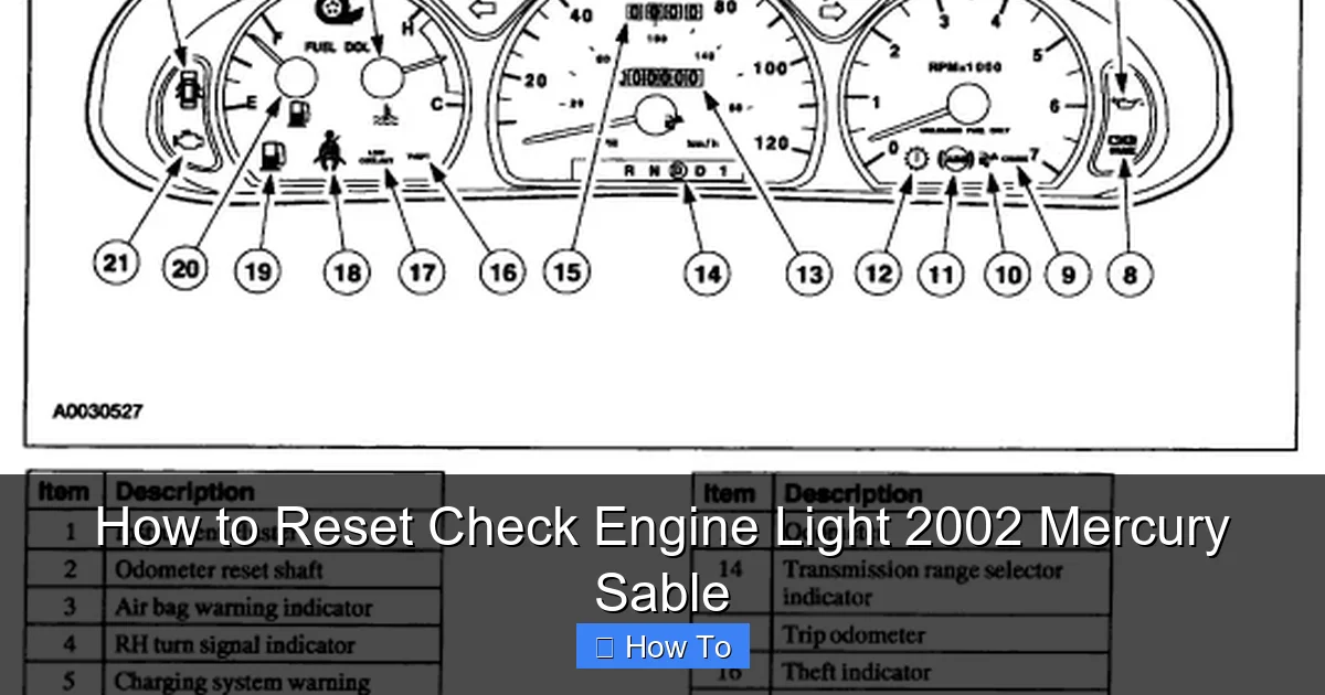 How to Reset Check Engine Light 2002 Mercury Sable