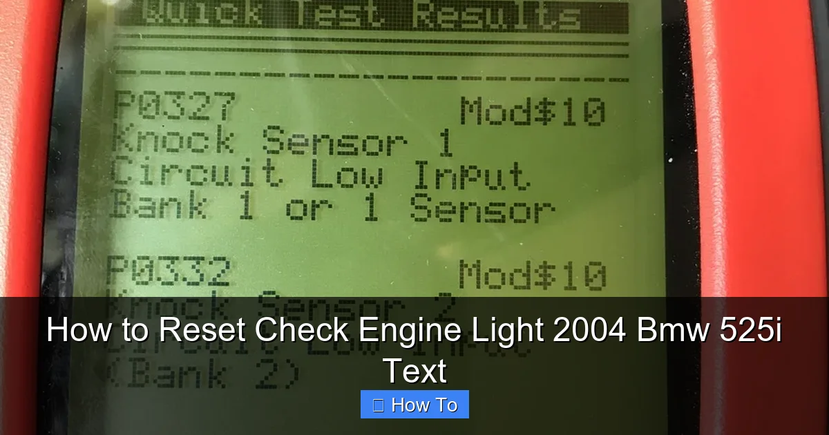 How to Reset Check Engine Light 2004 Bmw 525i Text