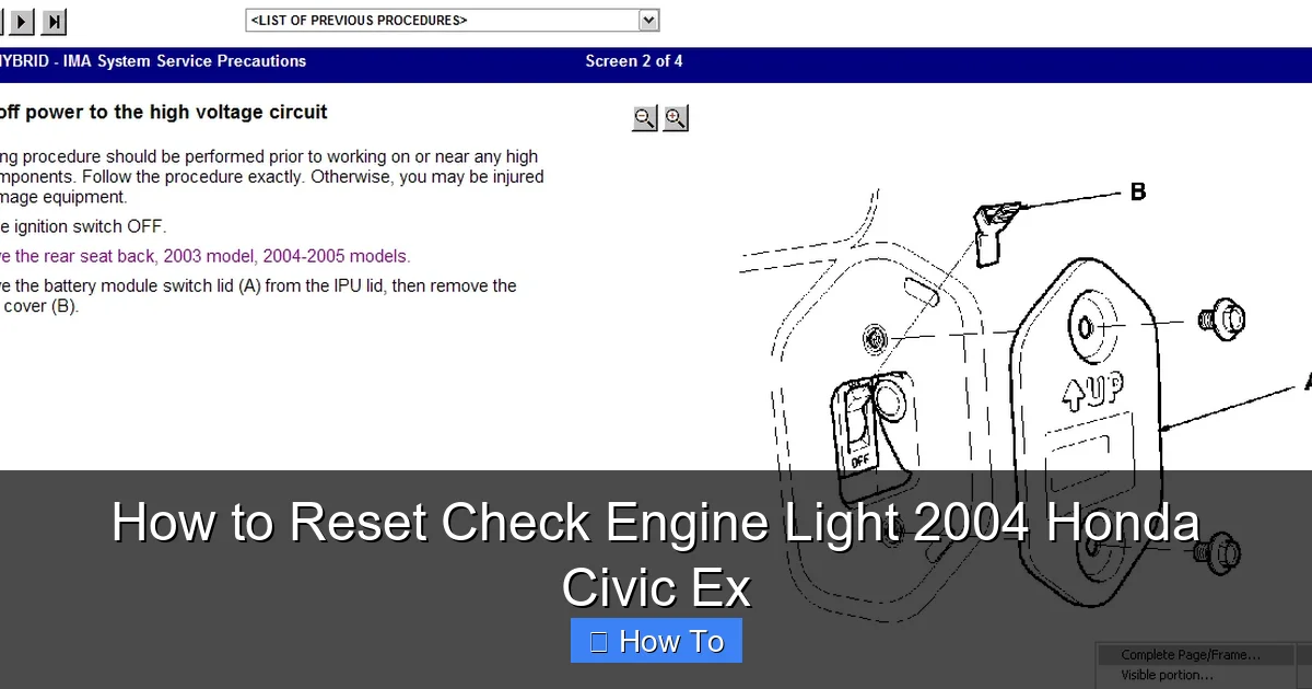 How to Reset Check Engine Light 2004 Honda Civic Ex